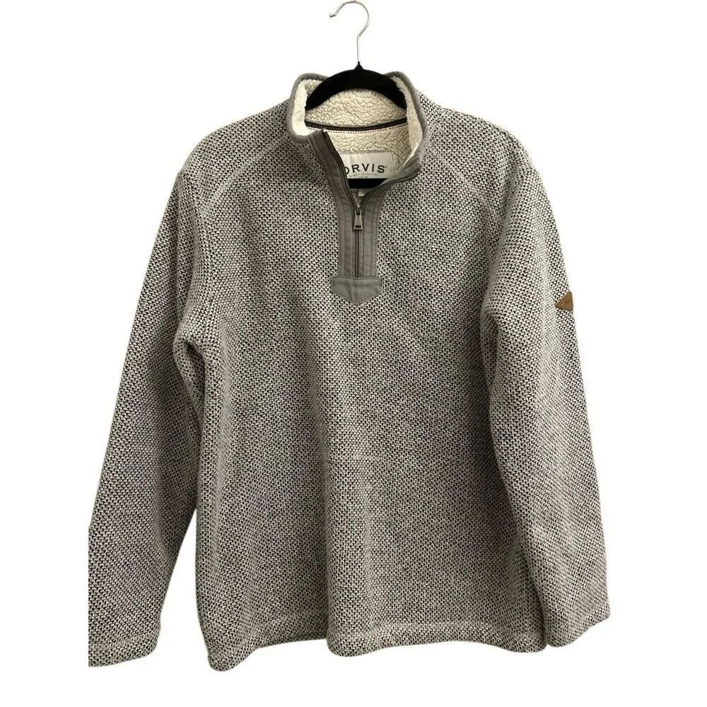 Orvis Brighton Men's Sherpa Lined Pullover Sz M EUC 1/4 zip